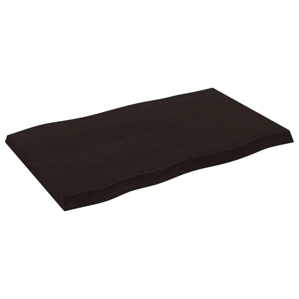Dark Brown Solid Oak Table Top 80x50cm with Live Edge