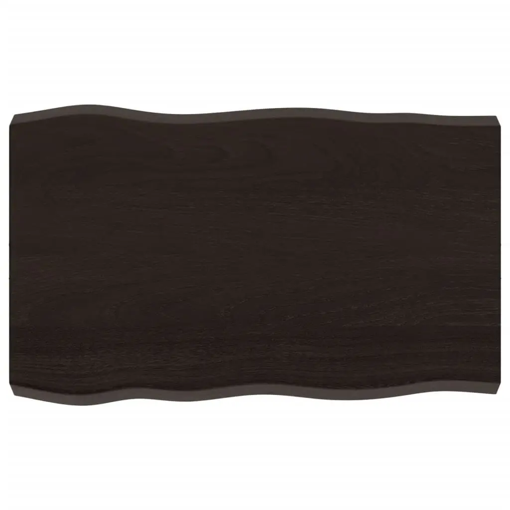 Wooden Table Top for Home and Commercial Use 80x50cm Solid Oak Live Edge Dark Brown