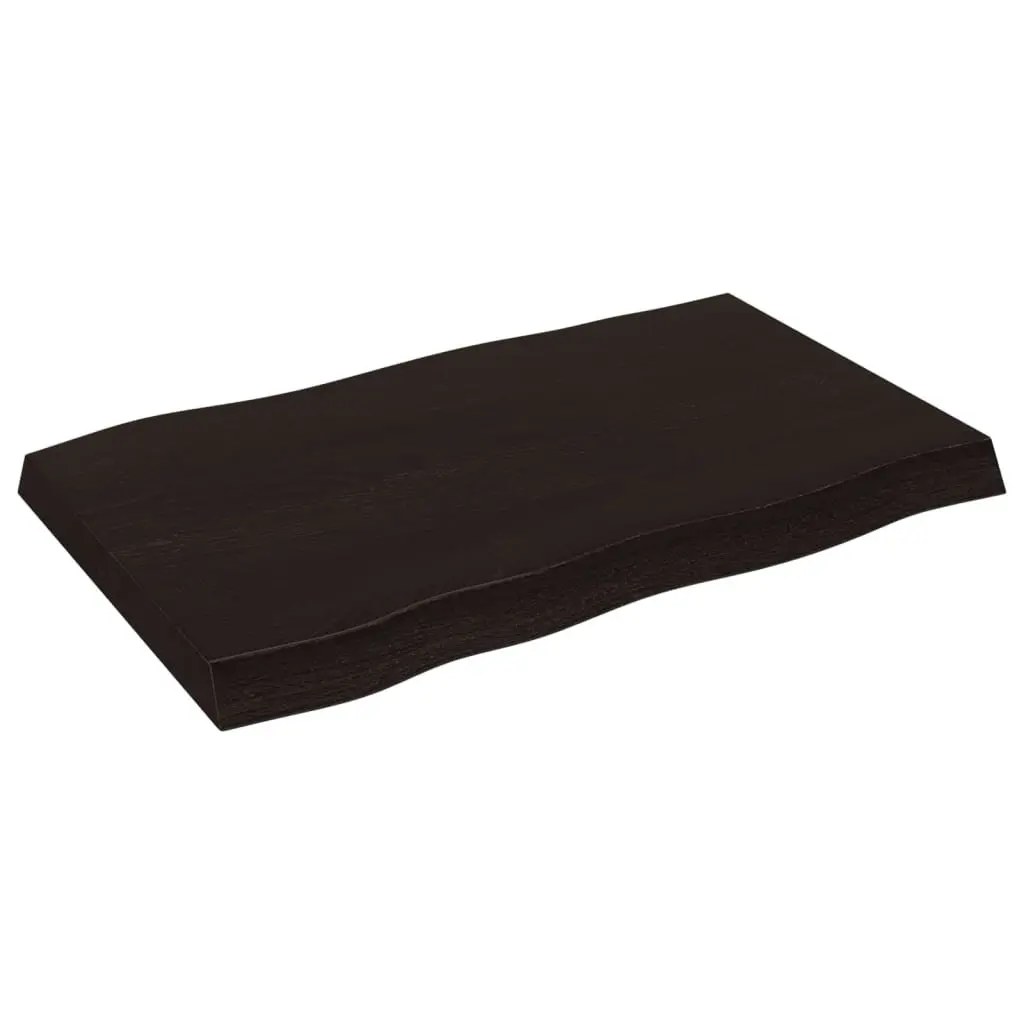 Wooden Table Top for Home and Commercial Use 80x50cm Solid Oak Live Edge Dark Brown