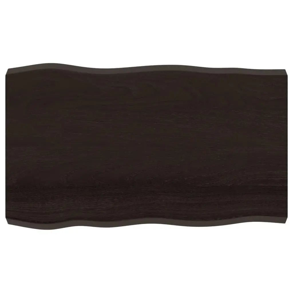 Wooden Table Top Dark Brown Solid Oak Live Edge DIY Replacement 100x60cm