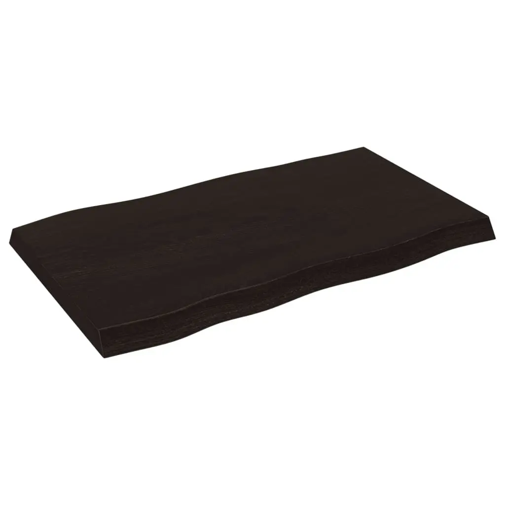 Wooden Table Top Dark Brown Solid Oak Live Edge DIY Replacement 100x60cm