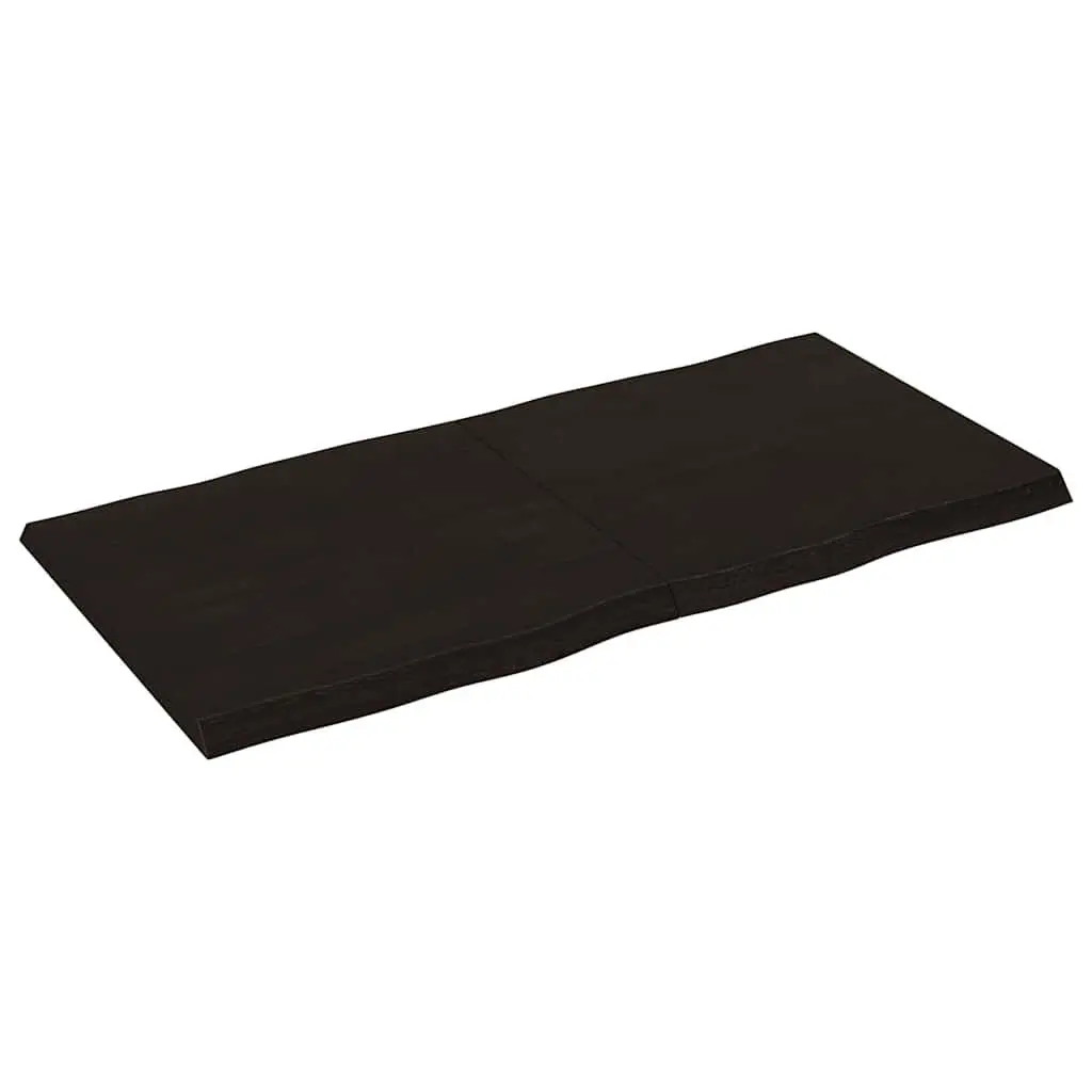 Solid Oak Table Top 120x60cm Dark Brown Live Edge