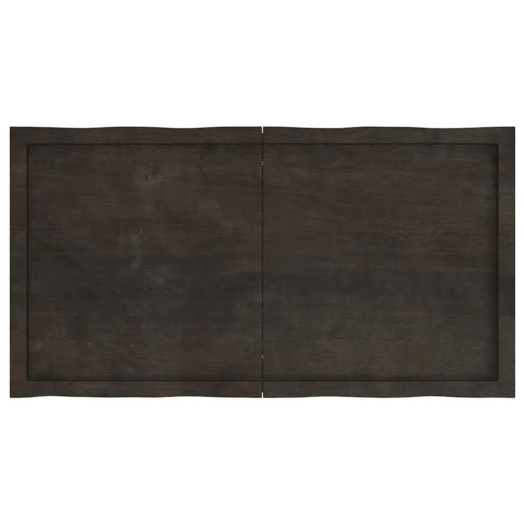 Solid Oak Table Top 120x60cm Dark Brown Live Edge