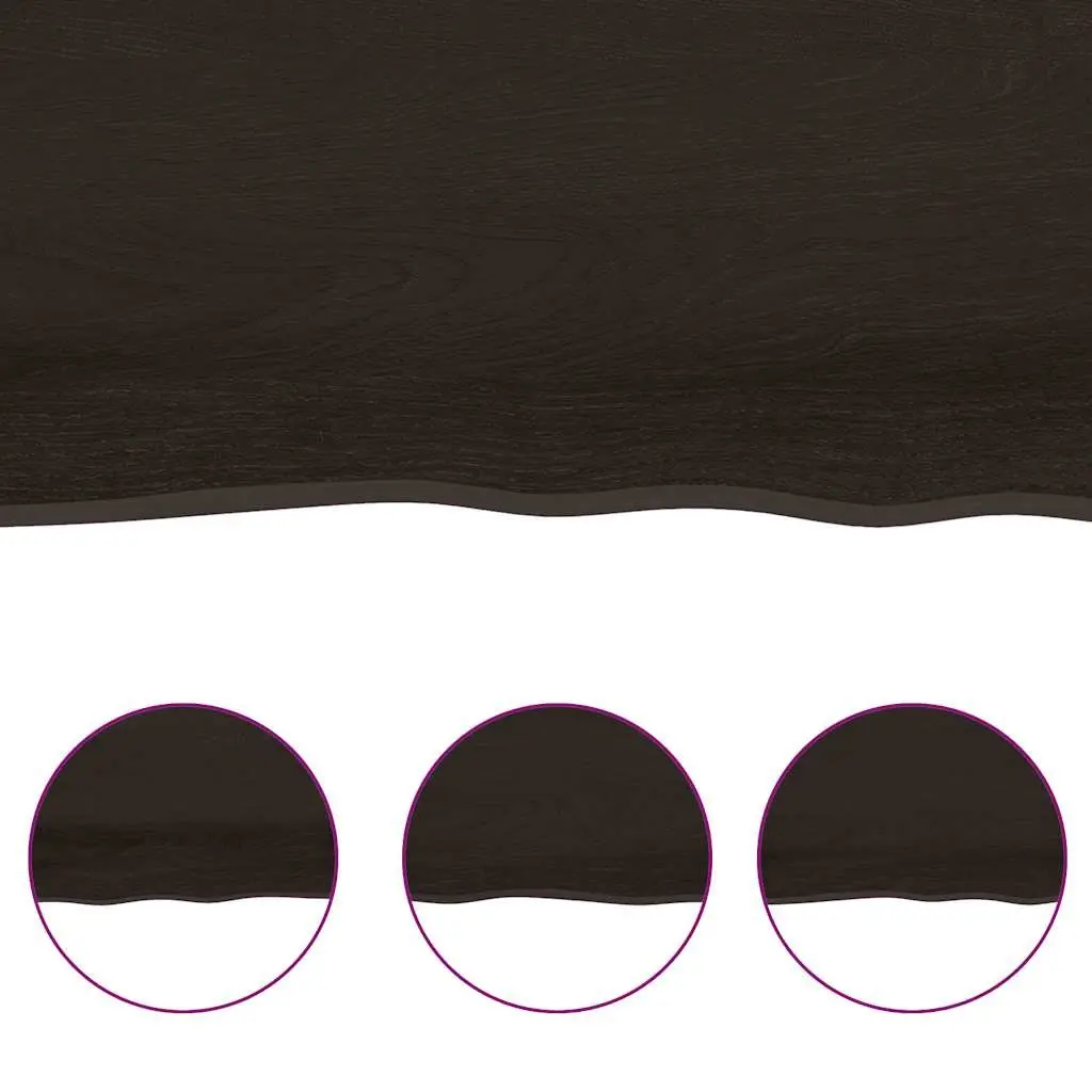 Solid Oak Table Top 120x60cm Dark Brown Live Edge