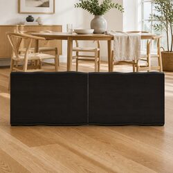 Solid Oak Wood Table Top Live Edge Dark Brown 140x50cm Folding Treated