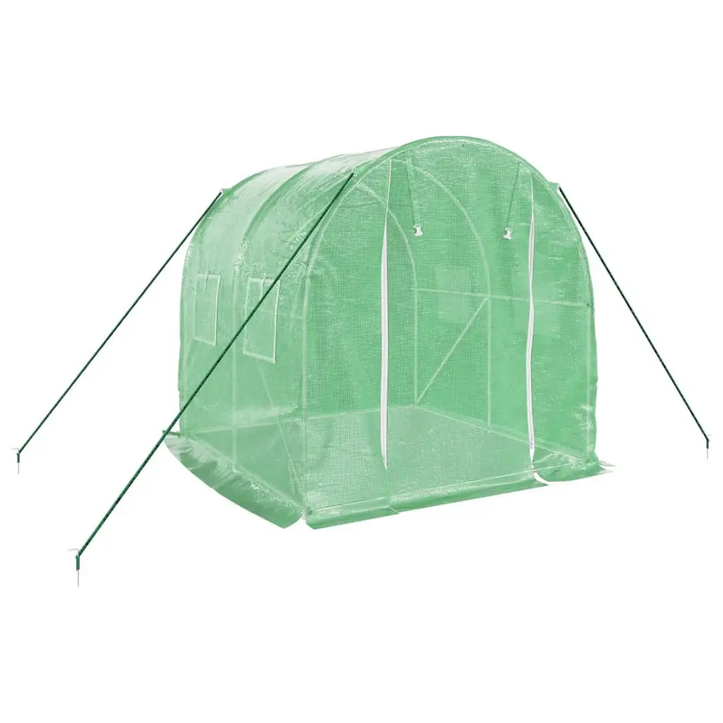 4m² Green Steel Frame Greenhouse with PE Cover