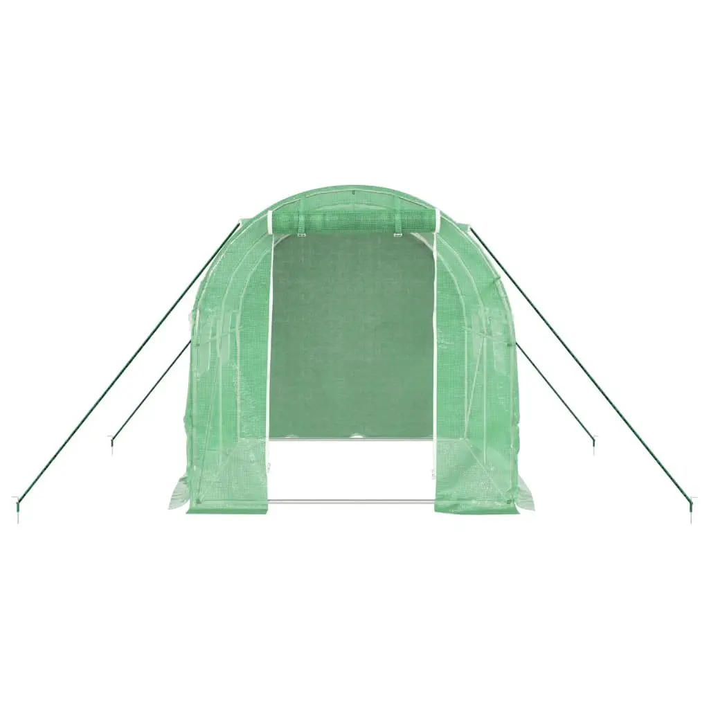 4m² Green Steel Frame Greenhouse with PE Cover
