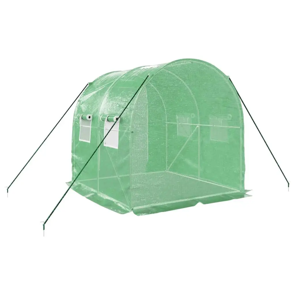 4m² Green Steel Frame Greenhouse with PE Cover