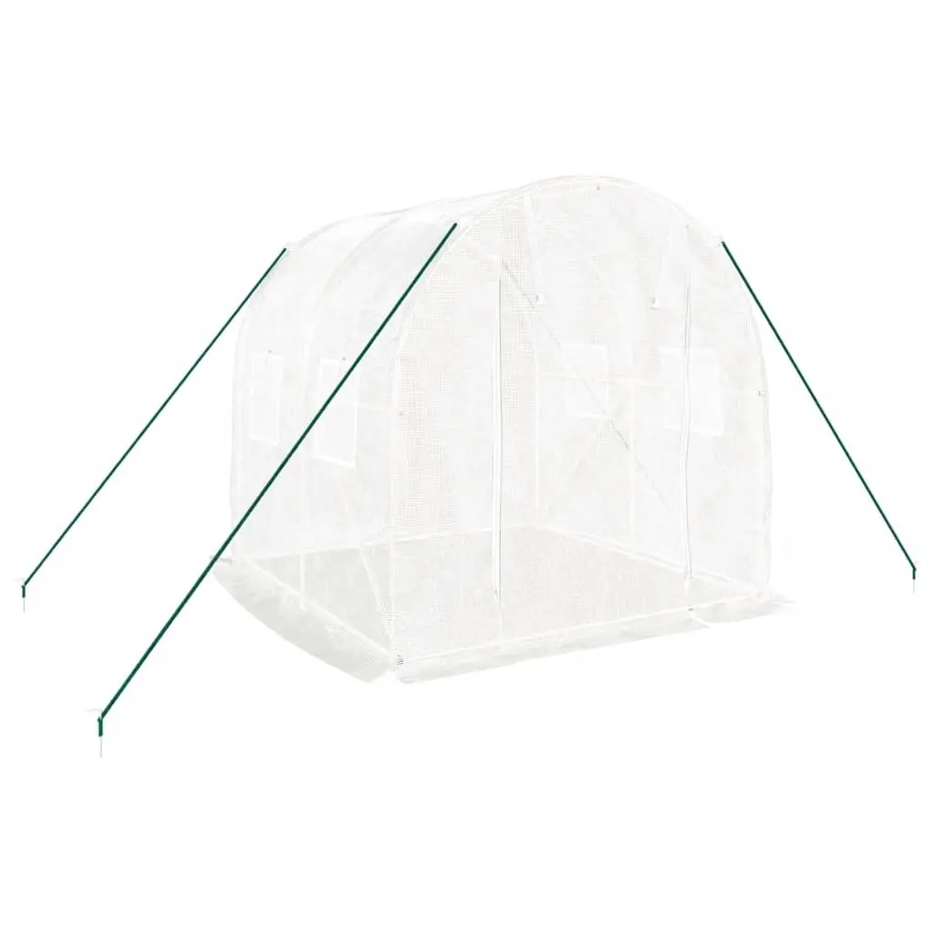 Greenhouse for Garden 2x2x2 m 4 m² White Steel Frame PE Cover Roll-Up Door Mesh Windows