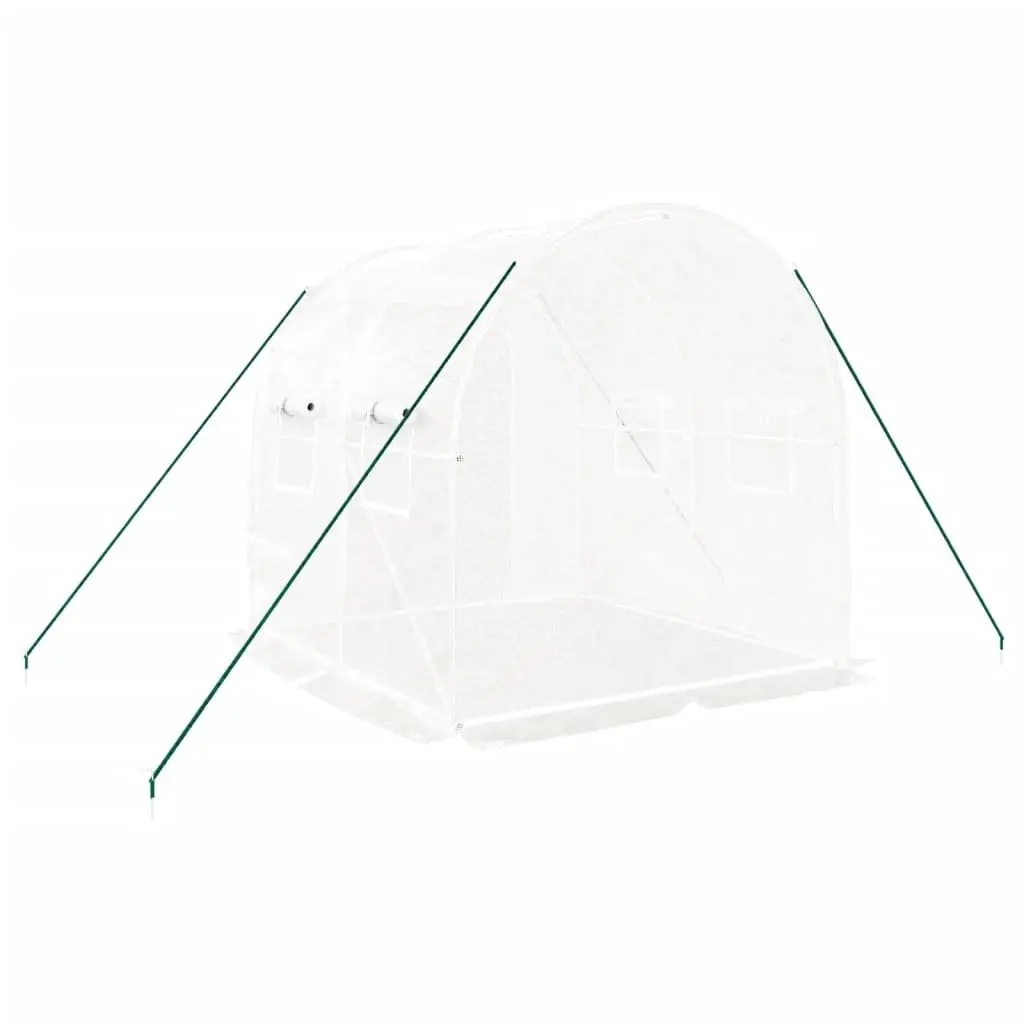 Greenhouse for Garden 2x2x2 m 4 m² White Steel Frame PE Cover Roll-Up Door Mesh Windows