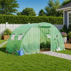 Greenhouse 8m² Steel Frame PE Cover Garden Plant House 4x2x2m Green Outdoor