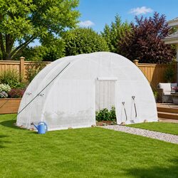 12m² Greenhouse with Steel Frame and PE Cover - 6x2x2.85m