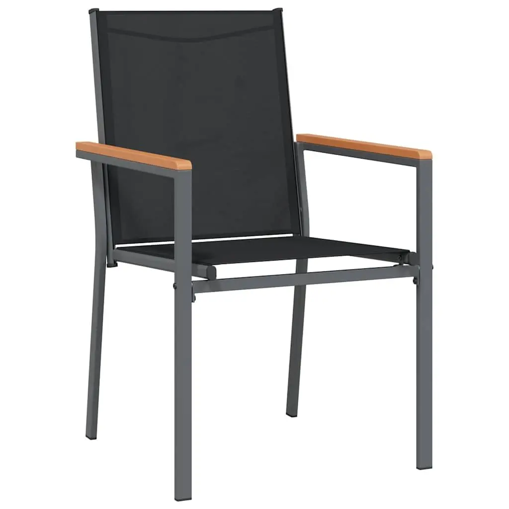 Garden Chairs for Outdoor Use 2 Piece Black Textilene Steel Frame Backrest Armrests