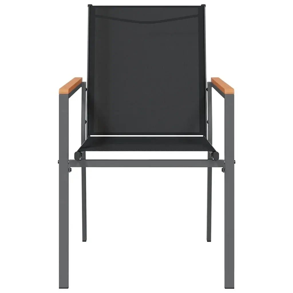 Garden Chairs for Outdoor Use 2 Piece Black Textilene Steel Frame Backrest Armrests
