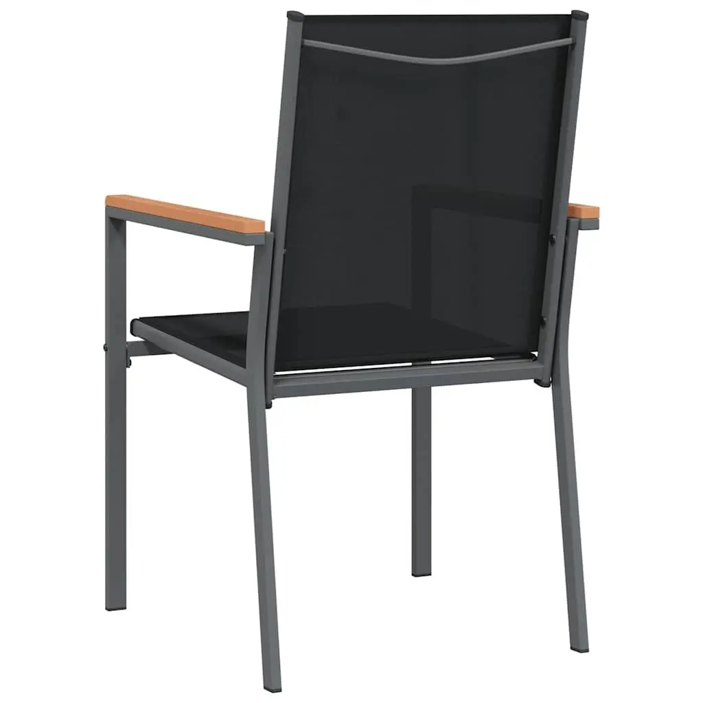 Garden Chairs for Outdoor Use 2 Piece Black Textilene Steel Frame Backrest Armrests