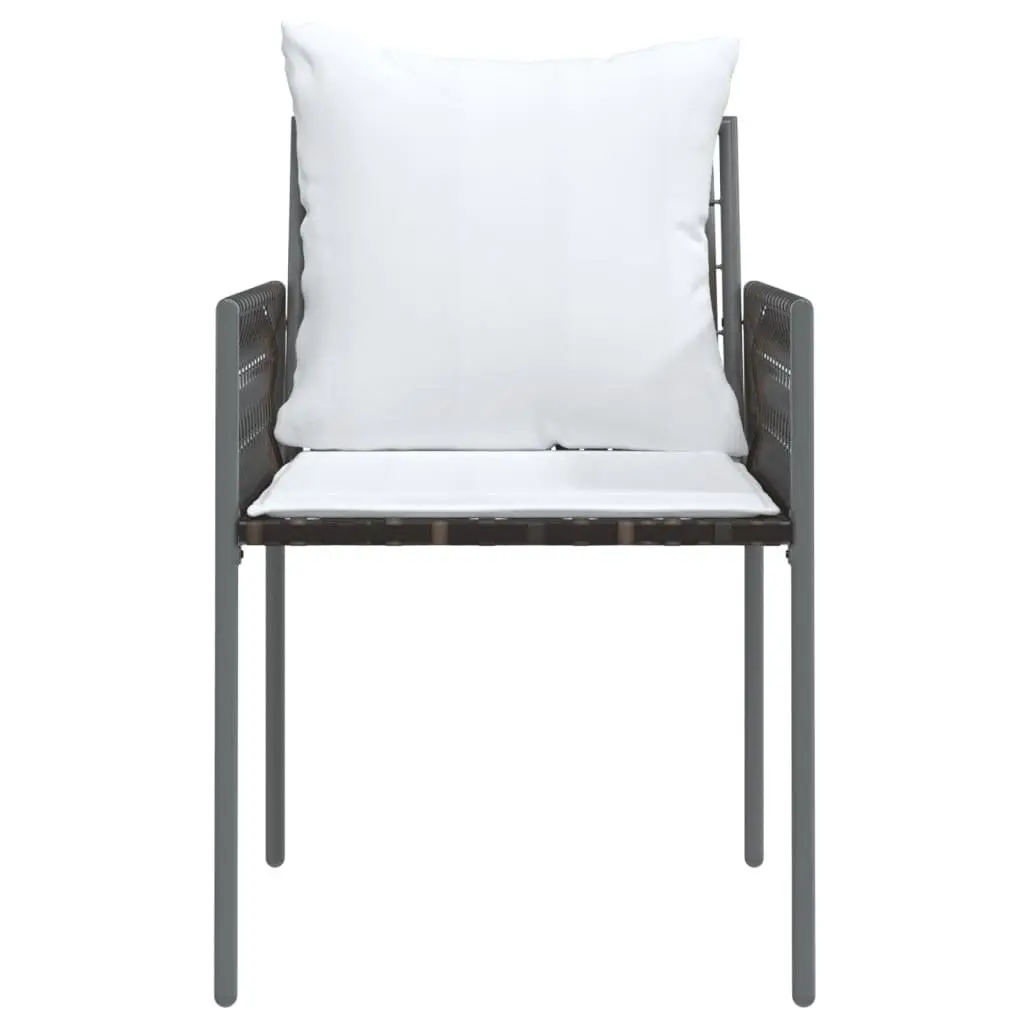 Garden Chairs Set 2 Pieces Outdoor Use Brown Poly Rattan Steel Frame with Cushions