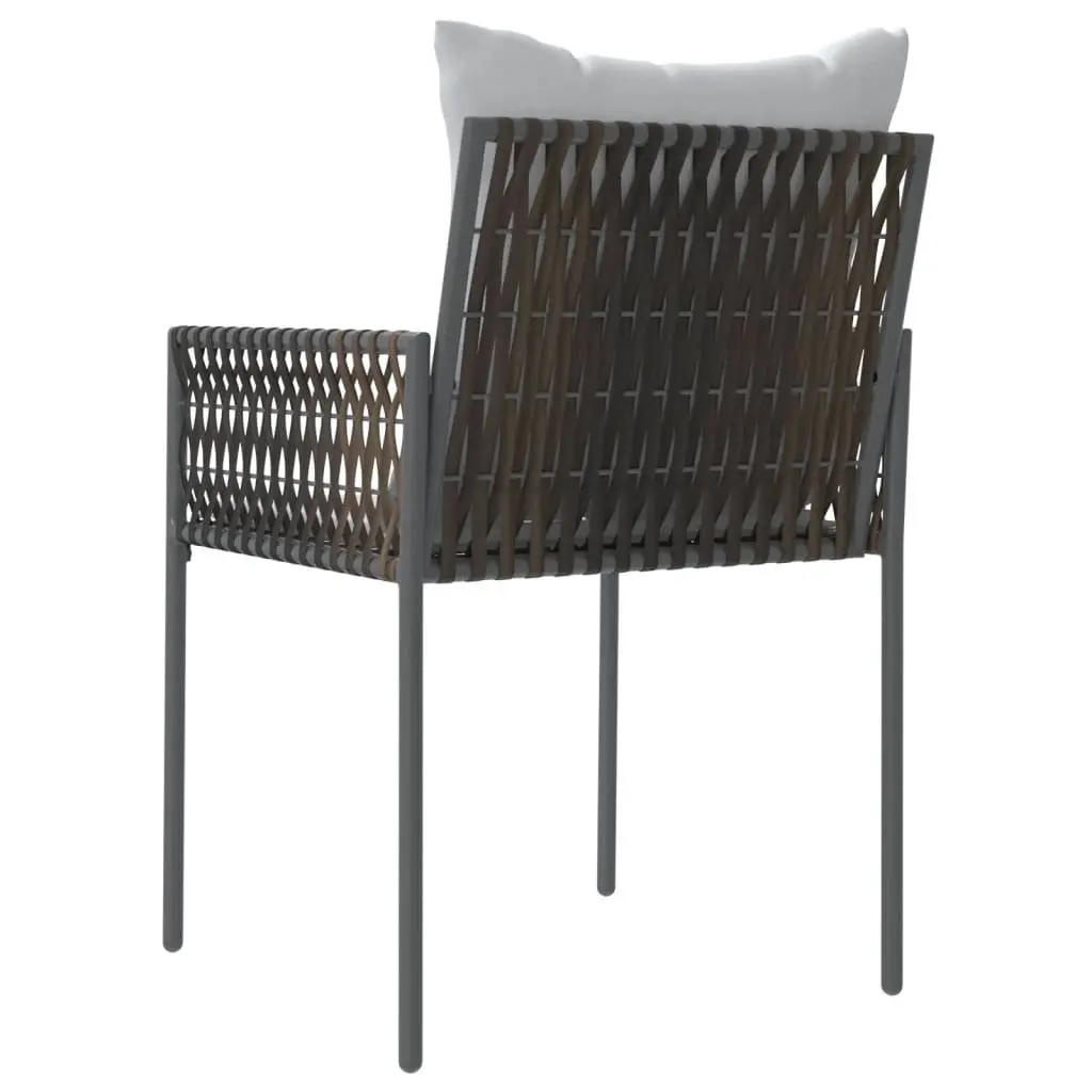 Garden Chairs Set 2 Pieces Outdoor Use Brown Poly Rattan Steel Frame with Cushions