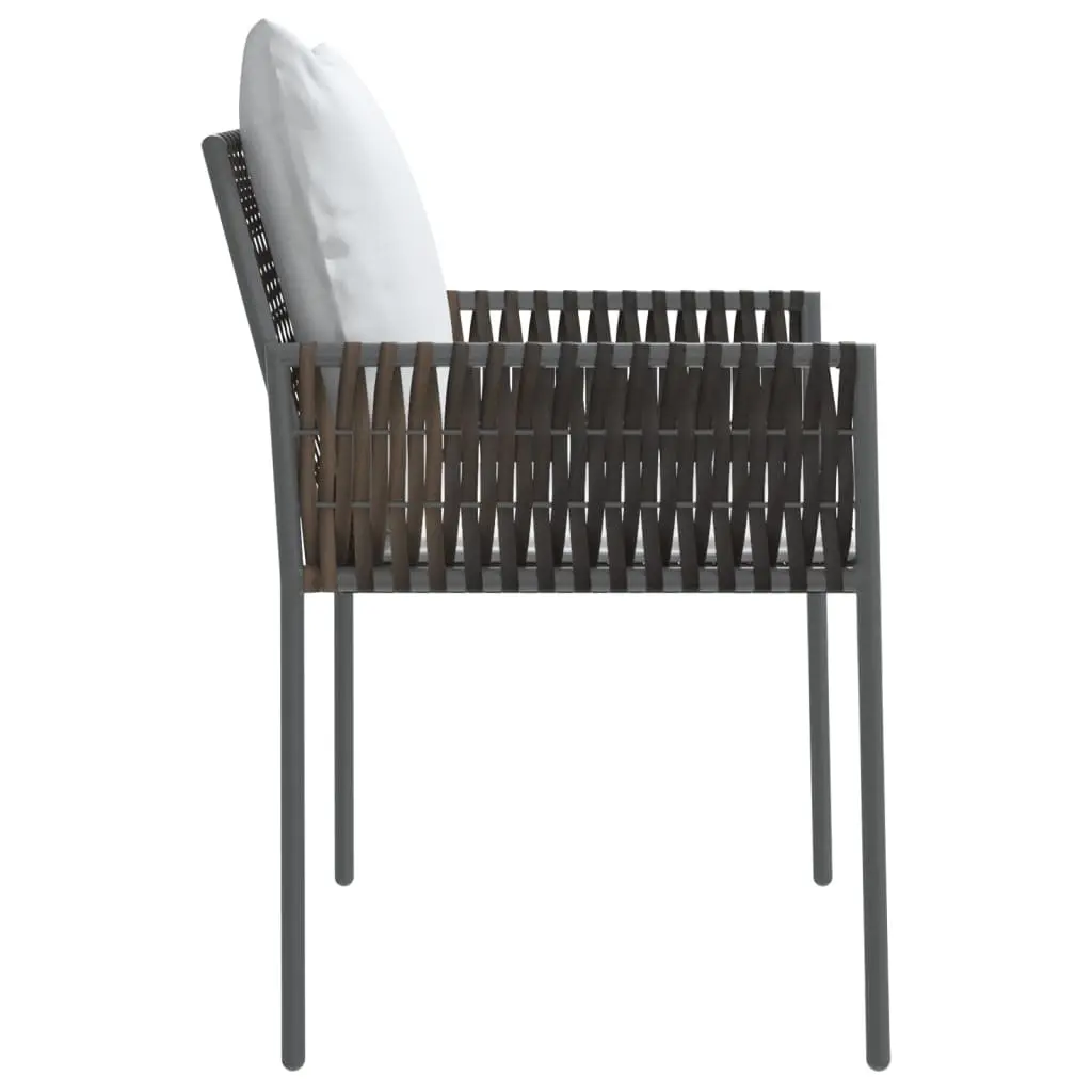 Garden Chairs Set 2 Pieces Outdoor Use Brown Poly Rattan Steel Frame with Cushions