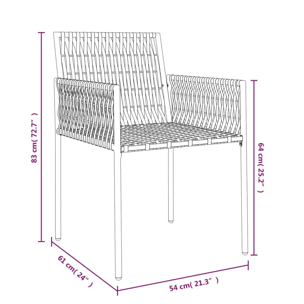 Outdoor Chairs for Garden Patio 2 Piece Black Size 54 x 61 x 83 cm