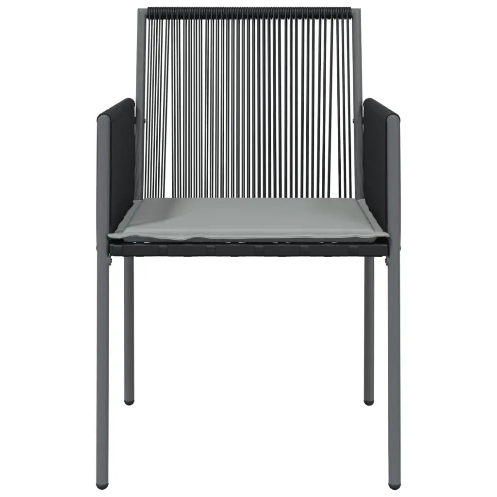 Outdoor Garden Chairs Set 2 pcs Black Poly Rattan Patio Seating with Cushions