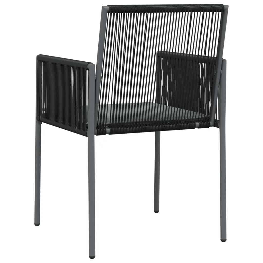 Outdoor Garden Chairs Set 2 pcs Black Poly Rattan Patio Seating with Cushions