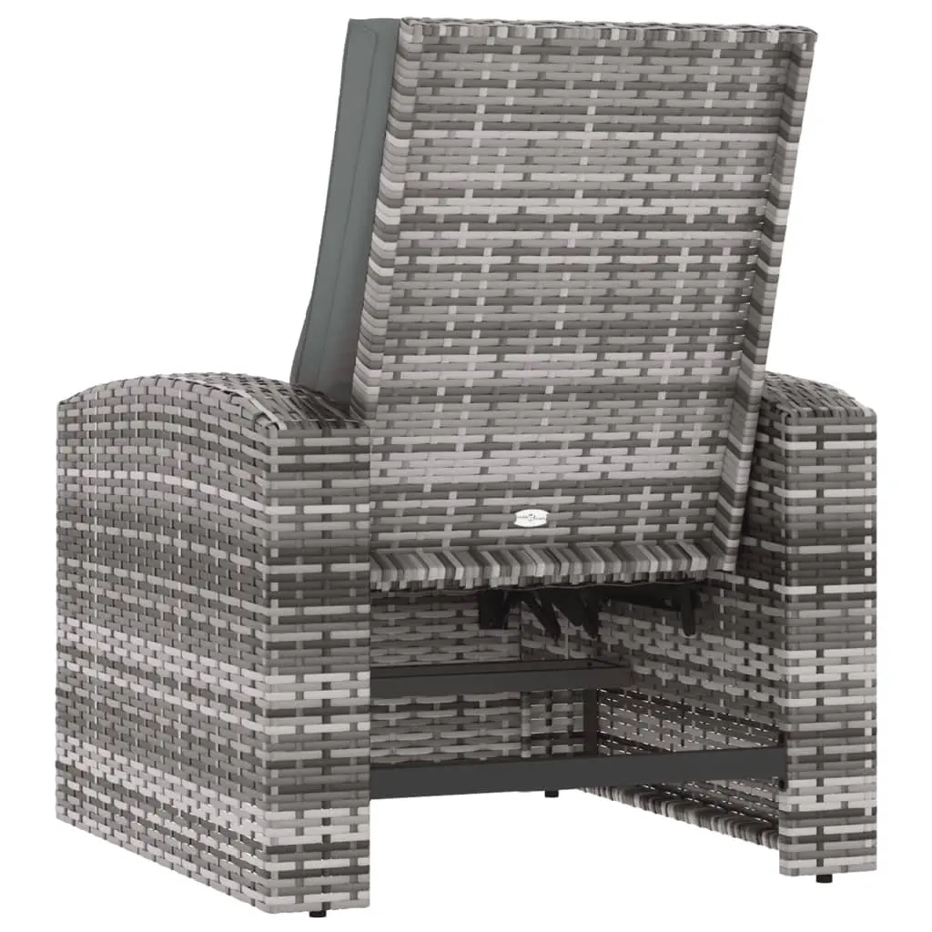 Garden Reclining Chair Outdoor Use Grey Poly Rattan with Cushions