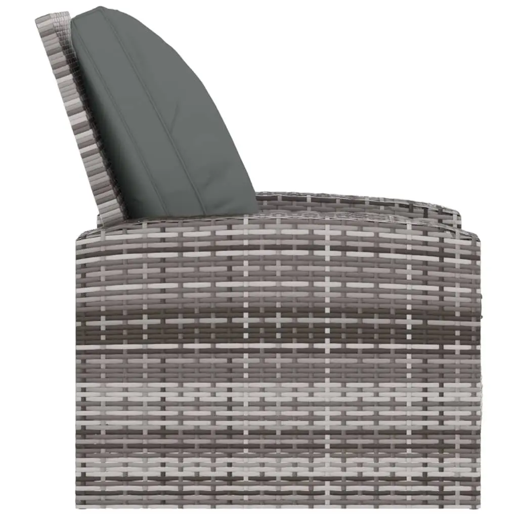 Garden Reclining Chair Outdoor Use Grey Poly Rattan with Cushions