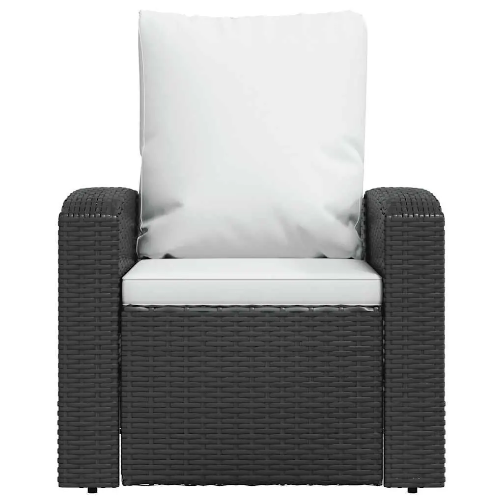 Garden Reclining Chair Outdoor Lounge Seating Black Poly Rattan
