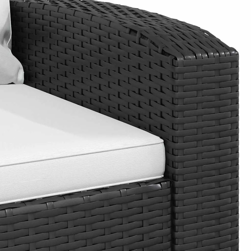 Garden Reclining Chair Outdoor Lounge Seating Black Poly Rattan