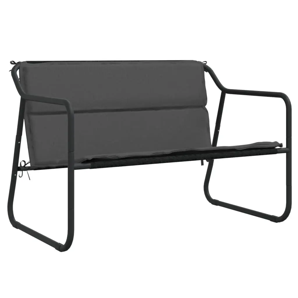 Garden Bench Outdoor Patio Seating 2-Seater Anthracite Steel Frame with Cushion