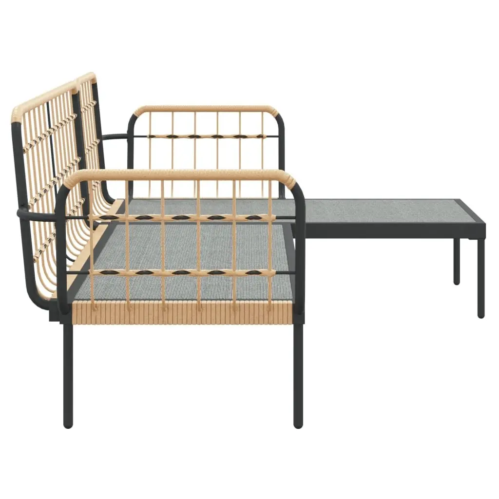3 Piece Outdoor Garden Lounge Set Anthracite Poly Rattan with Beige Cushions