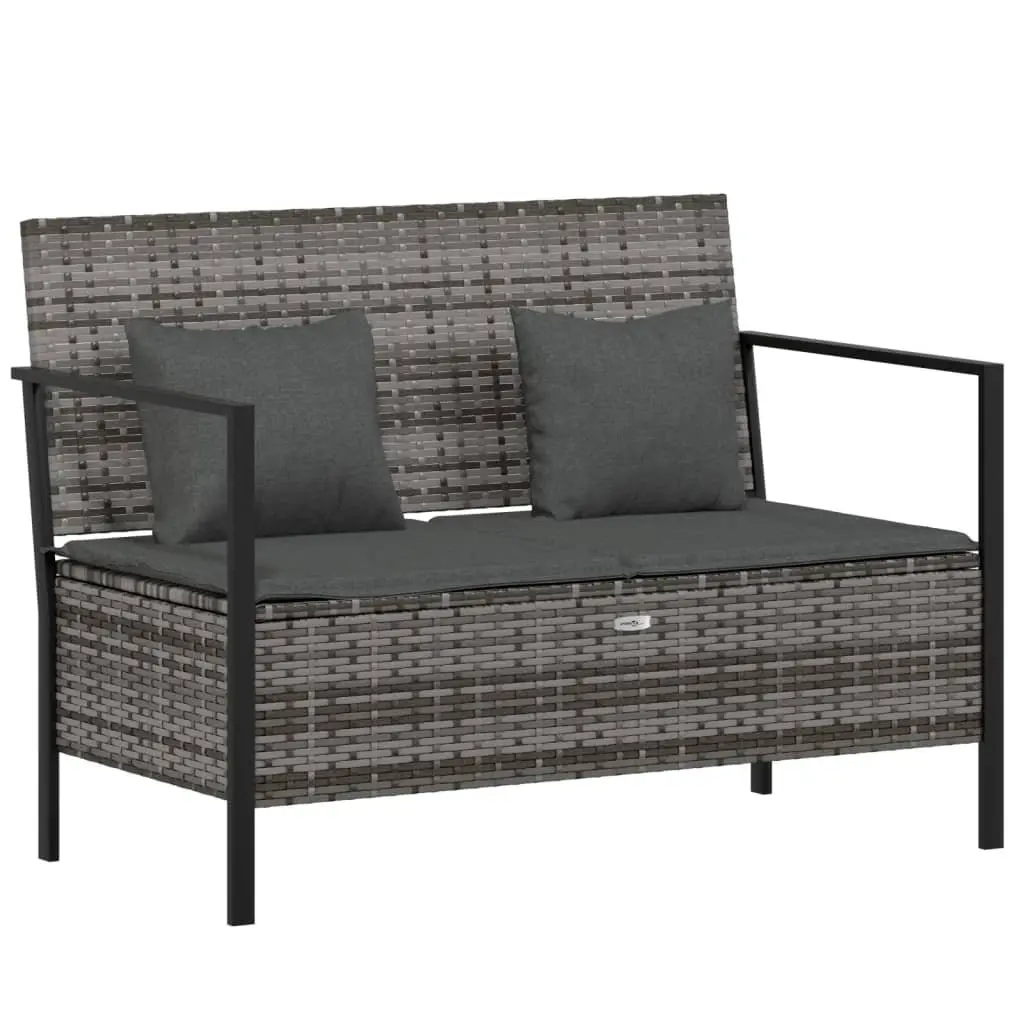 2-Seater Garden Bench with Grey Cushions