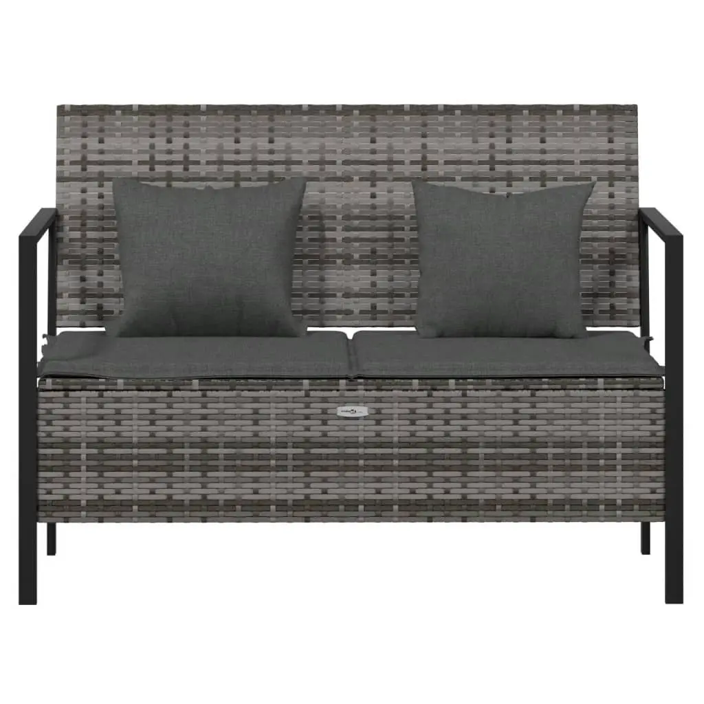 2-Seater Garden Bench with Grey Cushions