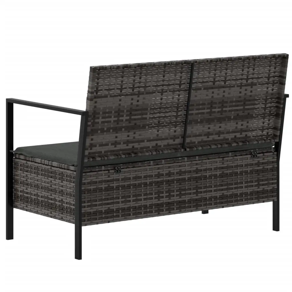 2-Seater Garden Bench with Grey Cushions
