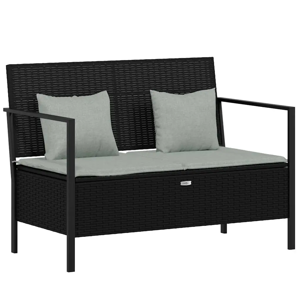 2-Seater Garden Bench Outdoor with Storage Compartment Black