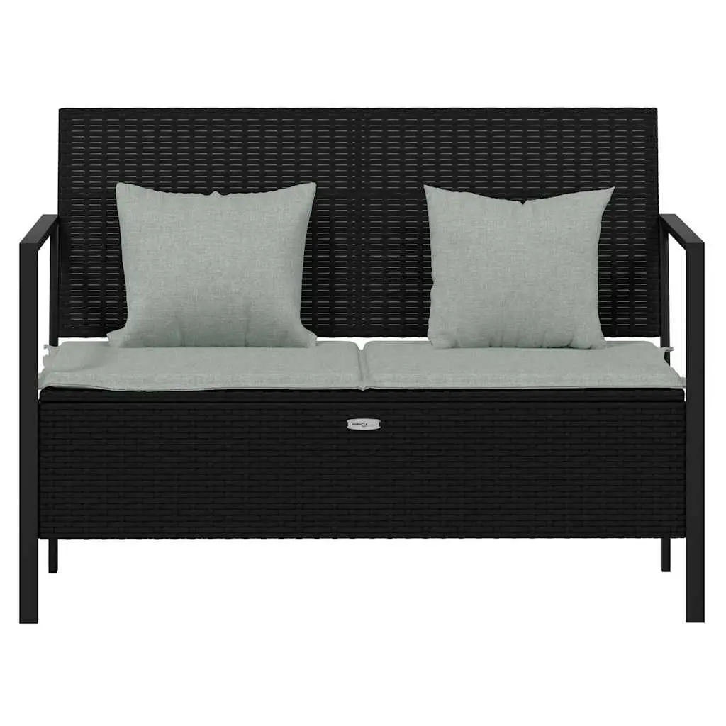 2-Seater Garden Bench Outdoor with Storage Compartment Black