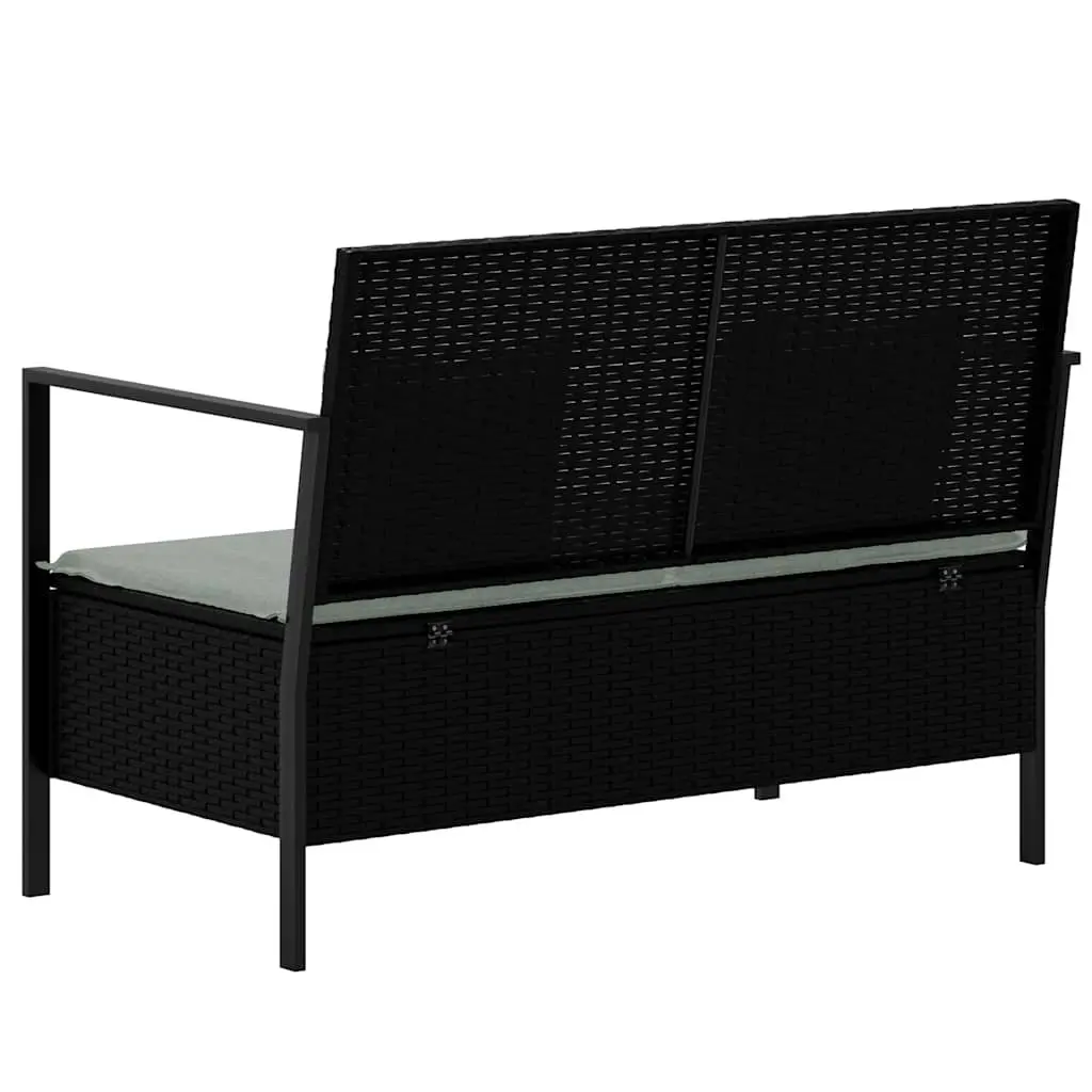 2-Seater Garden Bench Outdoor with Storage Compartment Black