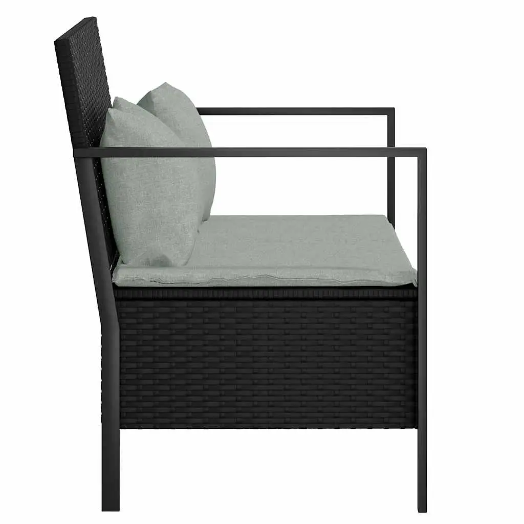 2-Seater Garden Bench Outdoor with Storage Compartment Black