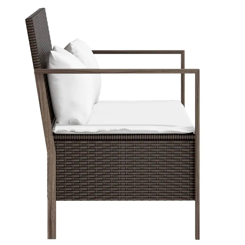 2-Seater Garden Bench for Outdoor Use with Storage Brown Poly Rattan