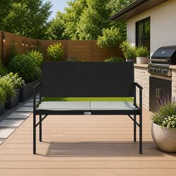 2-Seater Garden Bench Specifications: Black Seating