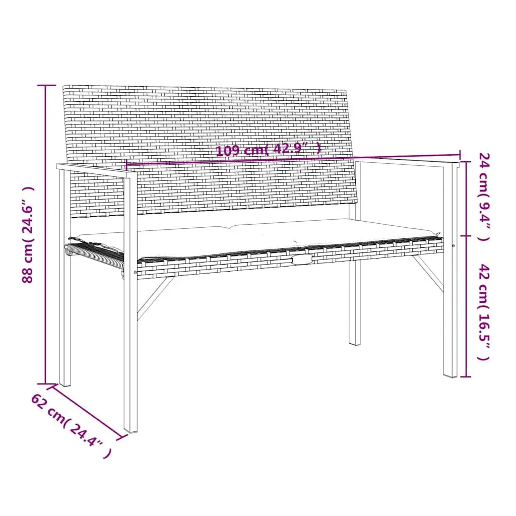2-Seater Garden Bench for Outdoor Use Black