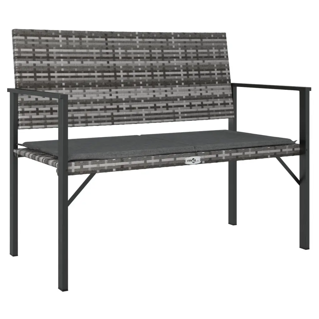 2-Seater Garden Bench for Outdoor Use with Cushion Backrest Armrest Grey