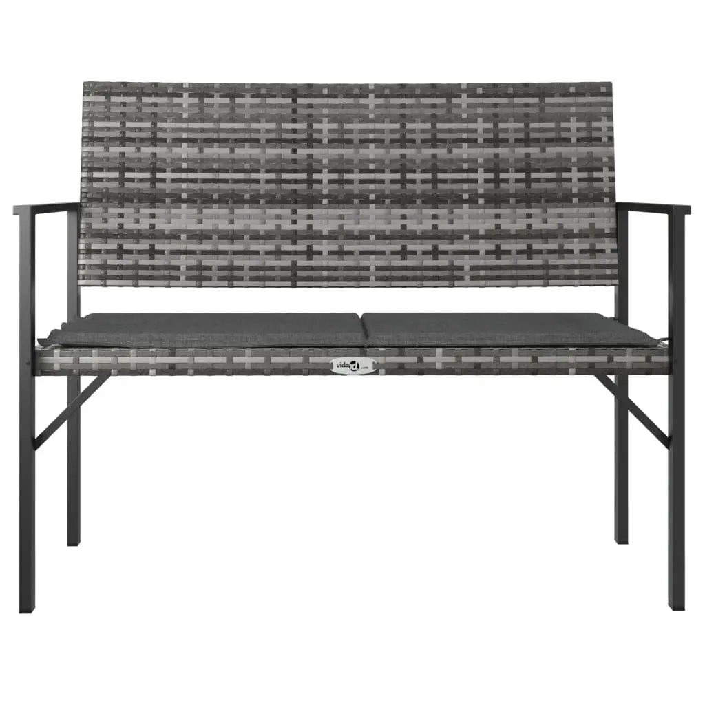 2-Seater Garden Bench for Outdoor Use with Cushion Backrest Armrest Grey