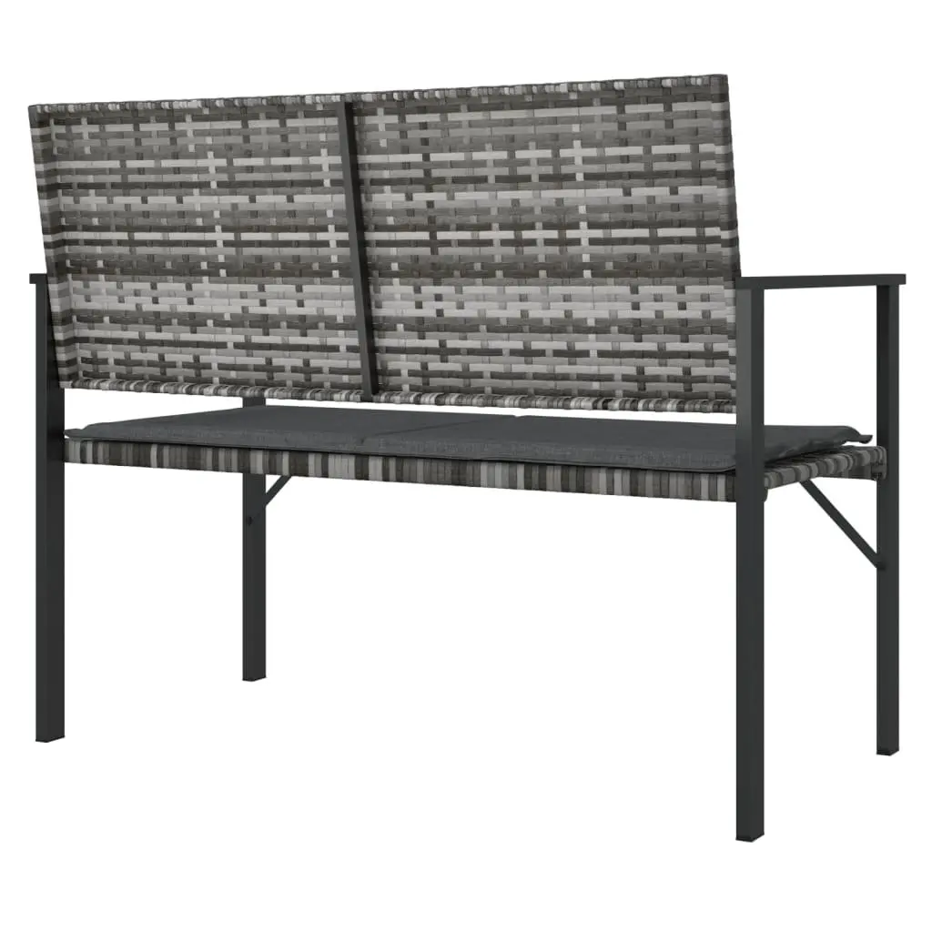 2-Seater Garden Bench for Outdoor Use with Cushion Backrest Armrest Grey