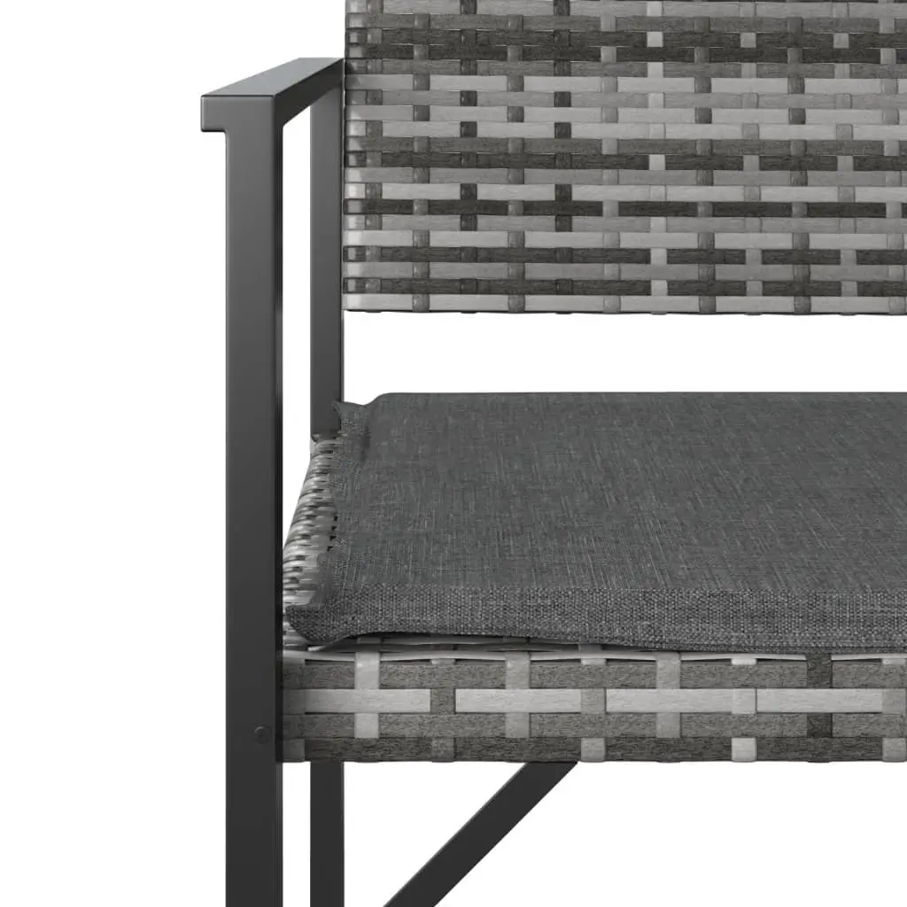 2-Seater Garden Bench for Outdoor Use with Cushion Backrest Armrest Grey