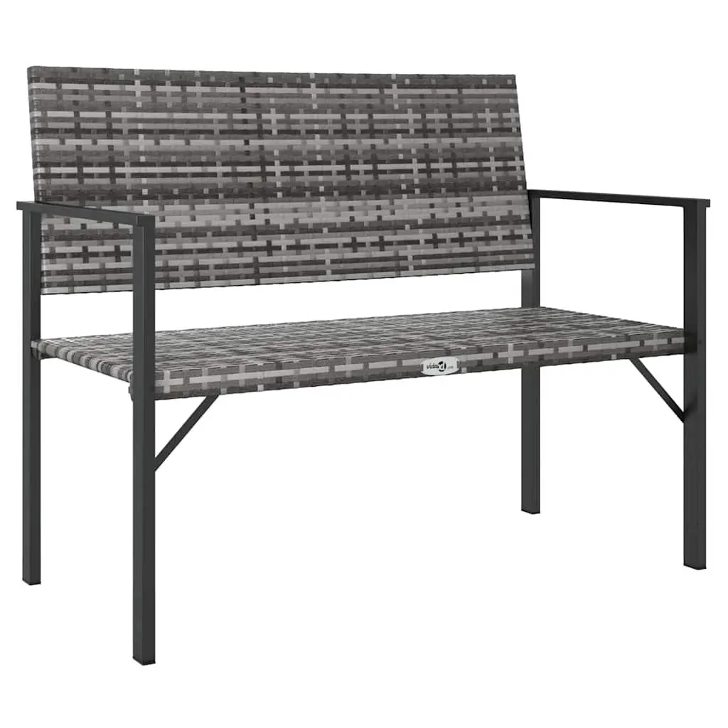 2-Seater Garden Bench Outdoor Patio Furniture Grey Steel Frame with Backrest Armrests