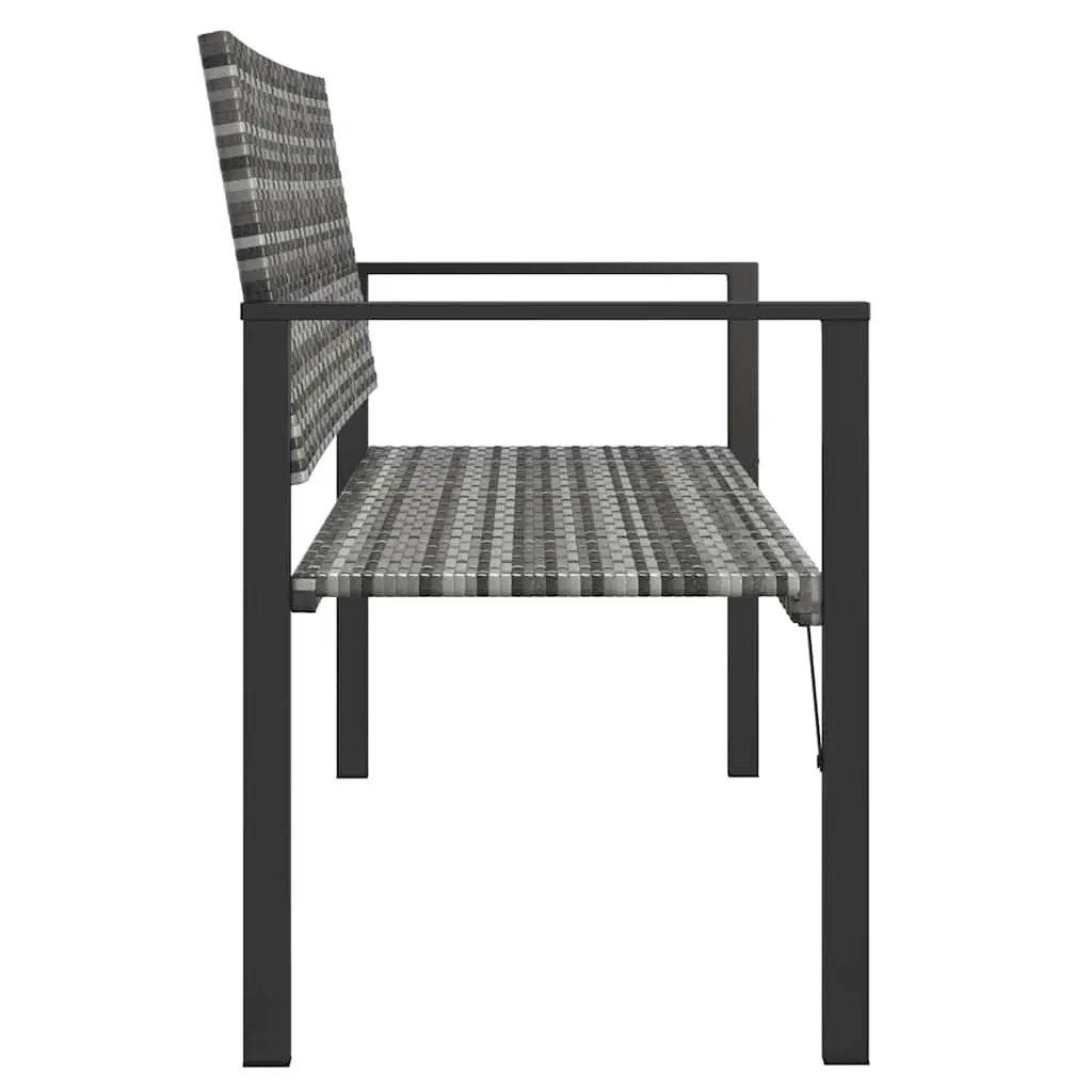 2-Seater Garden Bench Outdoor Patio Furniture Grey Steel Frame with Backrest Armrests