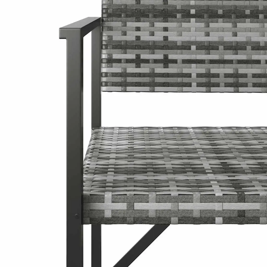 2-Seater Garden Bench Outdoor Patio Furniture Grey Steel Frame with Backrest Armrests