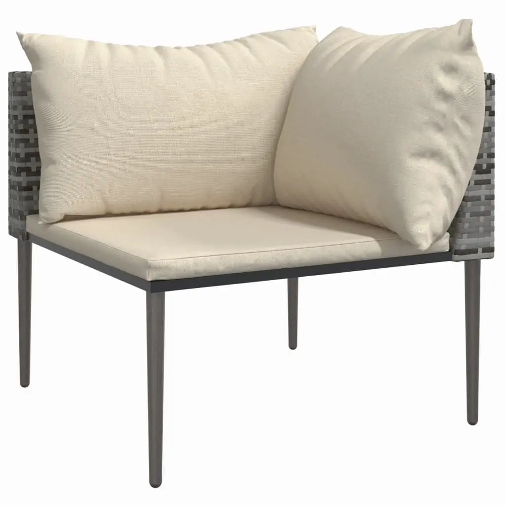 Garden Corner Sofa Outdoor Lounge Set Grey Modular Sectional Seating with Cushions