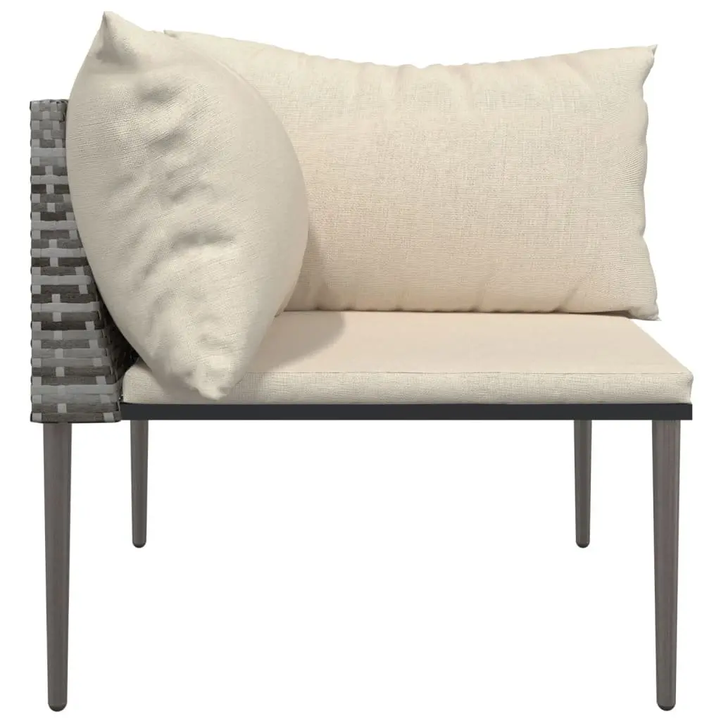 Garden Corner Sofa Outdoor Lounge Set Grey Modular Sectional Seating with Cushions